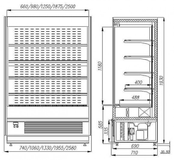 Хлодильная горка Полюс FC20-07 VM 1,0-2 (Carboma Cube 1930/710 ВХСп-1,0) (серо-черный) Хлодильная горка Полюс FC20-07 VM 1,0-2 (Carboma Cube 1930/710 ВХСп-1,0) (серо-черный)
