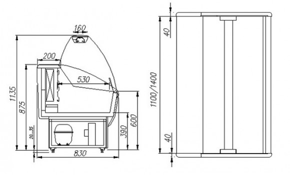 Витрина морозильная Полюс G85 SL 1,5-1 (ВХСн-1,5 Полюс ЭКО)