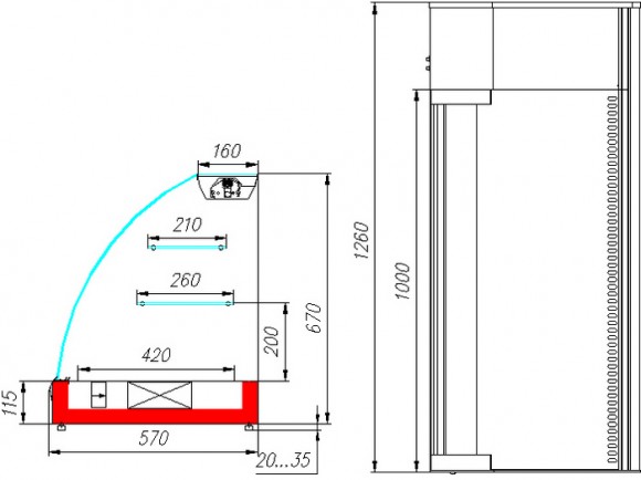 Витрина холодильная настольная Полюс A57 VM 1,2-1 (ВХС-1,2 Арго XL) (серый)