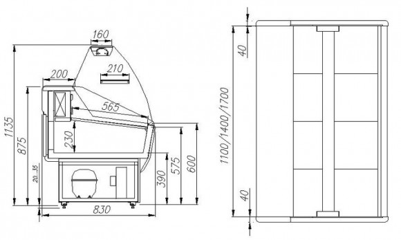 Витрина холодильная Полюс G85 SM 1,2-1 (ВХС-1,2 Полюс ЭКО)